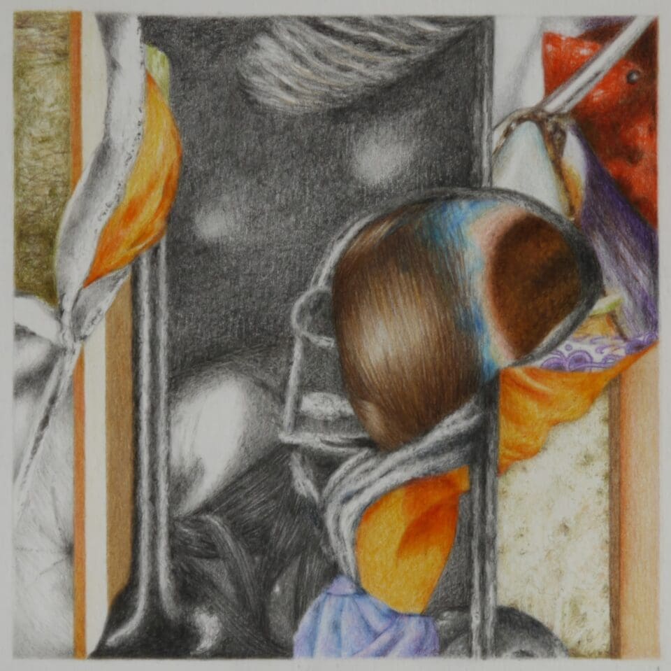 Set, small #1, 2019, crayons de couleur sur papier, 15x15 cm