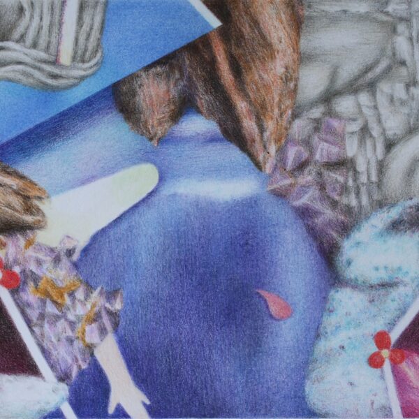 shift, small#1, 2025, crayons de couleur sur papier, 14 X 17,5cm